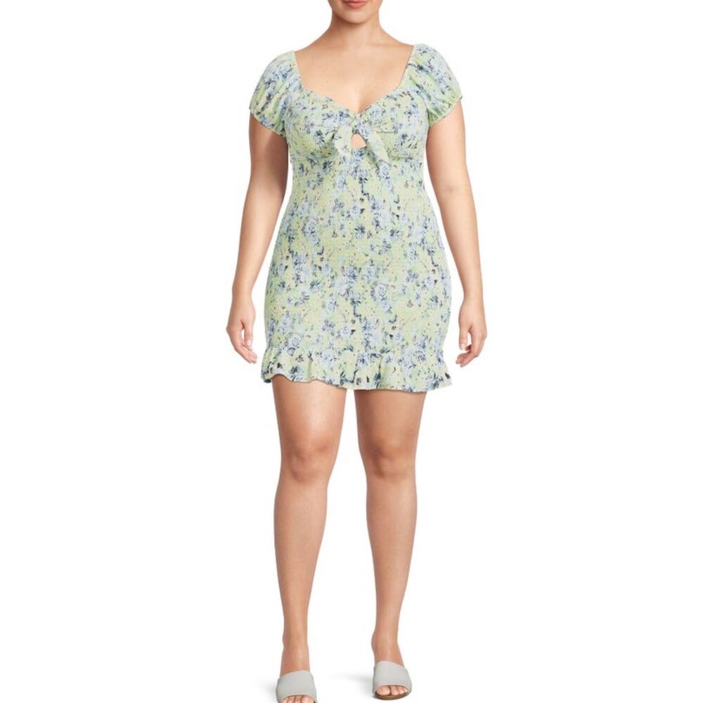 Madden NYC Floral Smocked Tie Front Dress Size XXXL NWT Multicolor